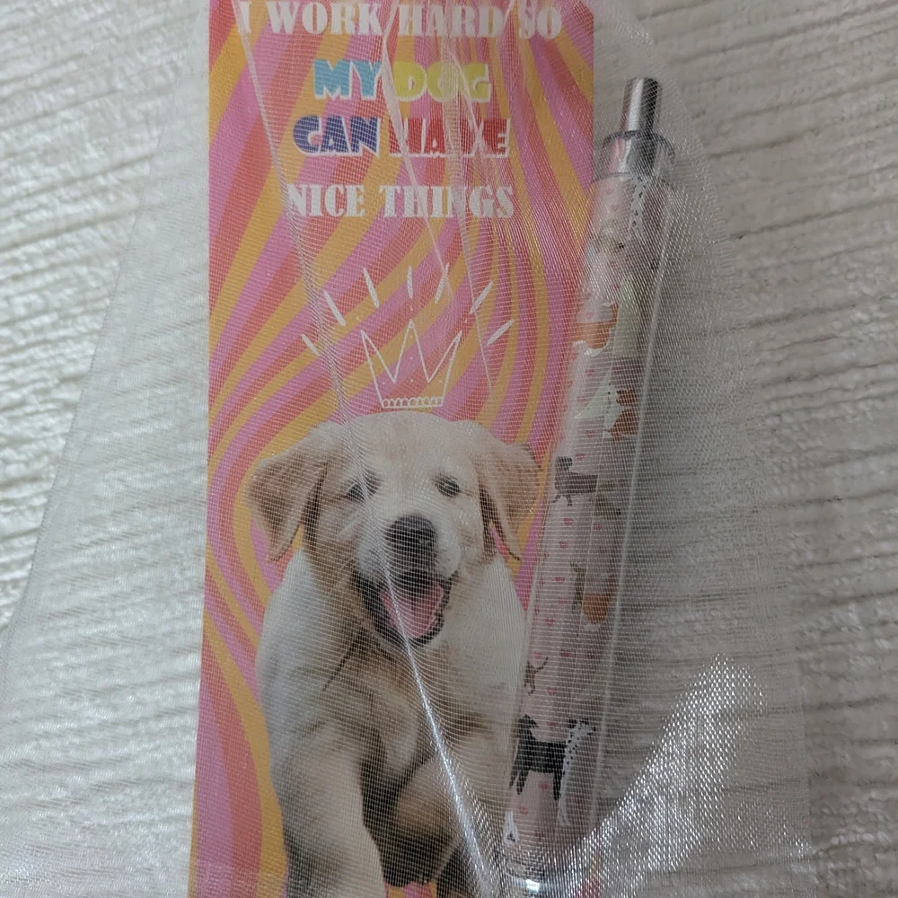 Dog-Themed Pens Gifts Qty 6, Cute Click Pens And Bookmark In Organza Mesh Bags